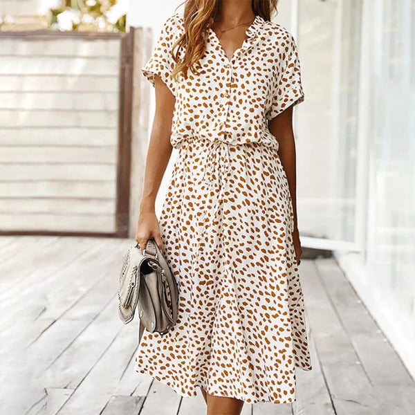 Elegante V-Hals Kleid mit stilvollem Druck