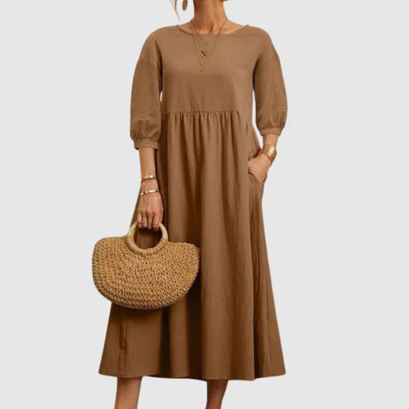 Elegantes, bequemes langes Vintage-Kleid für jeden Anlass
