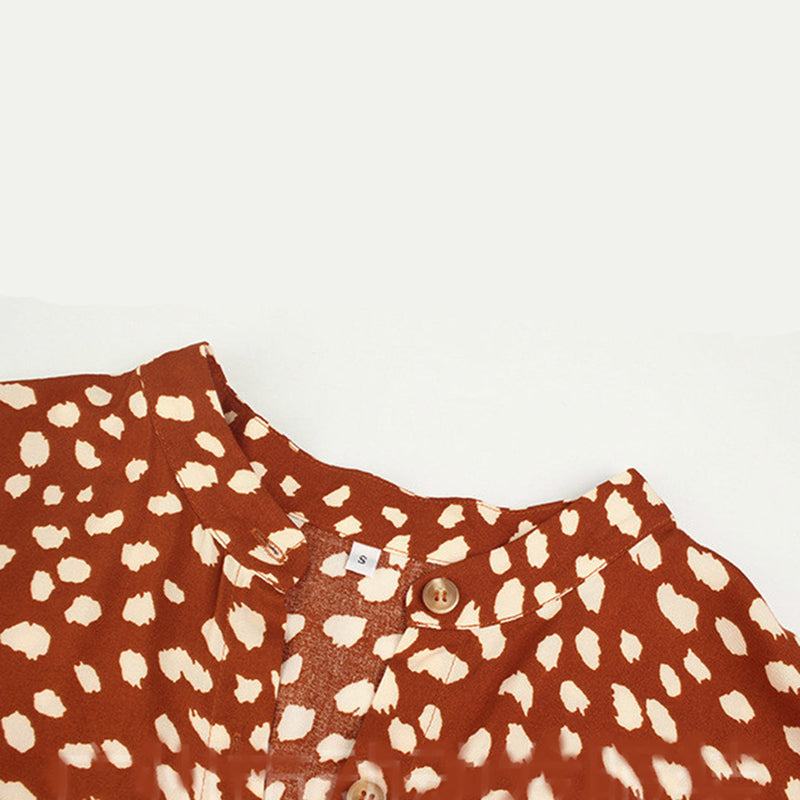 Elegante V-Hals Kleid mit stilvollem Druck
