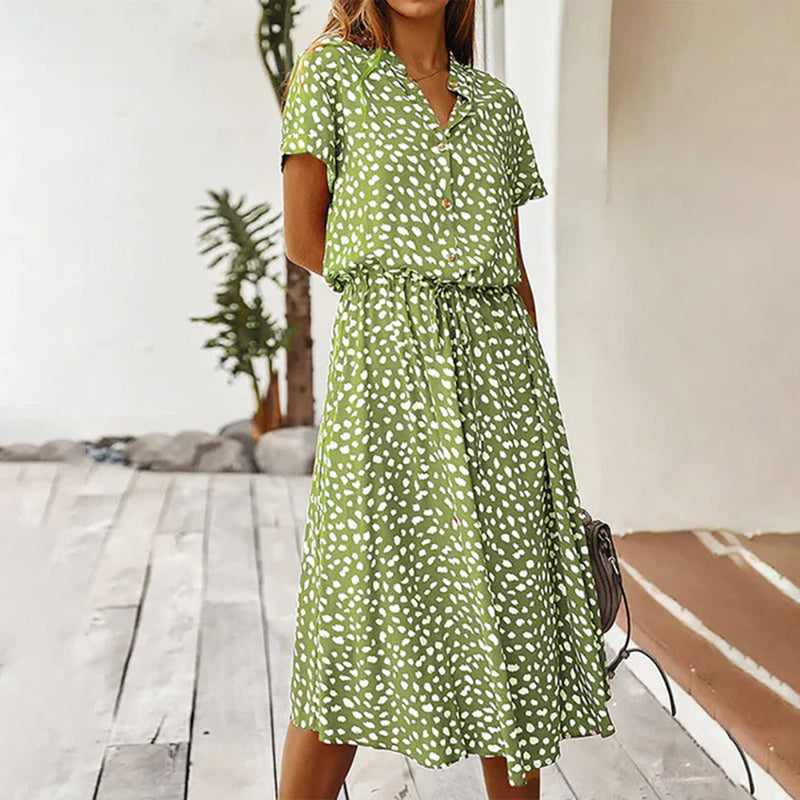 Elegante V-Hals Kleid mit stilvollem Druck