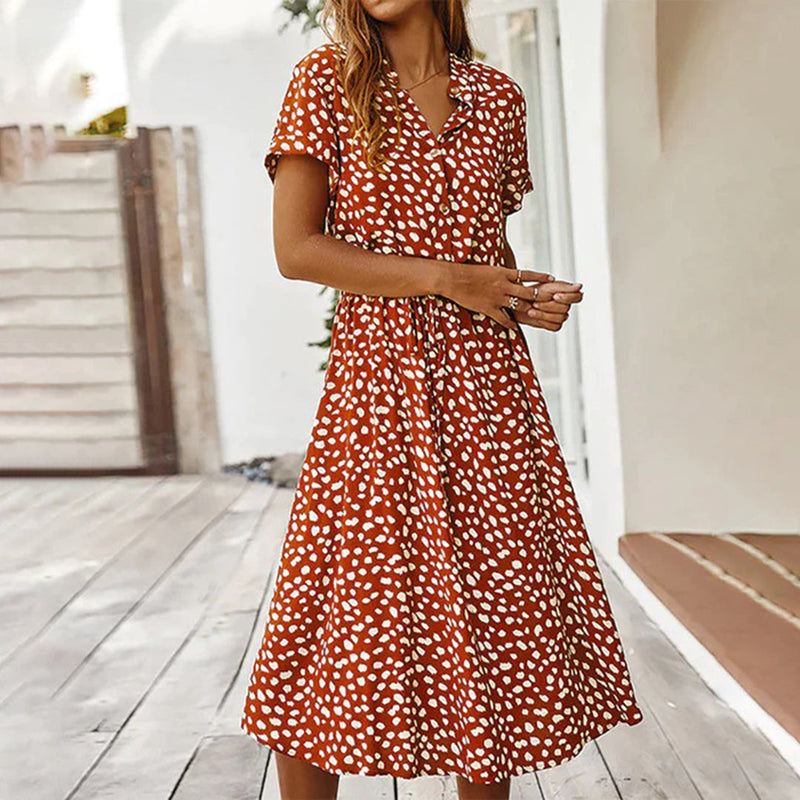 Elegante V-Hals Kleid mit stilvollem Druck
