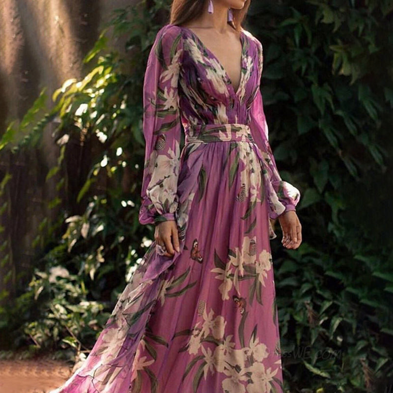 Elegantes lilafarbenes Maxi-Kleid für stilvolle Sommeranlässe