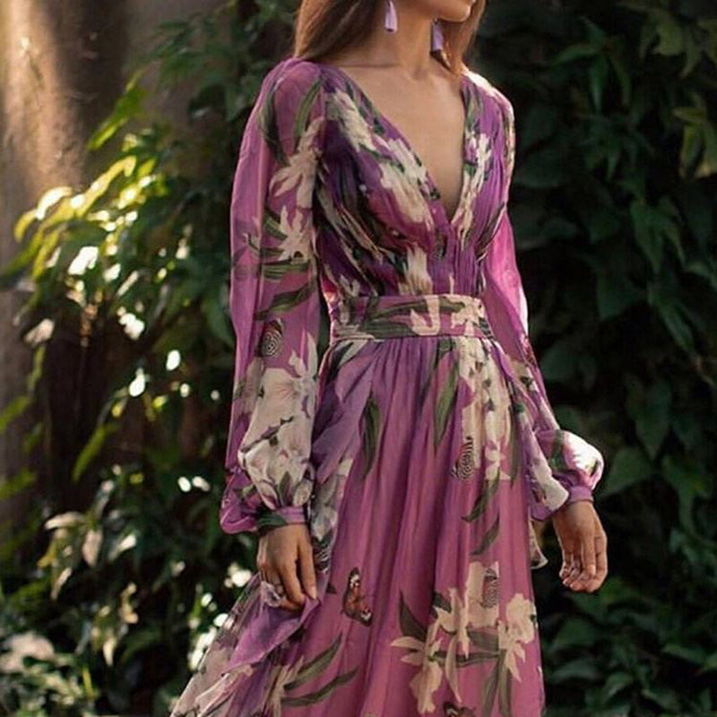 Elegantes lilafarbenes Maxi-Kleid für stilvolle Sommeranlässe