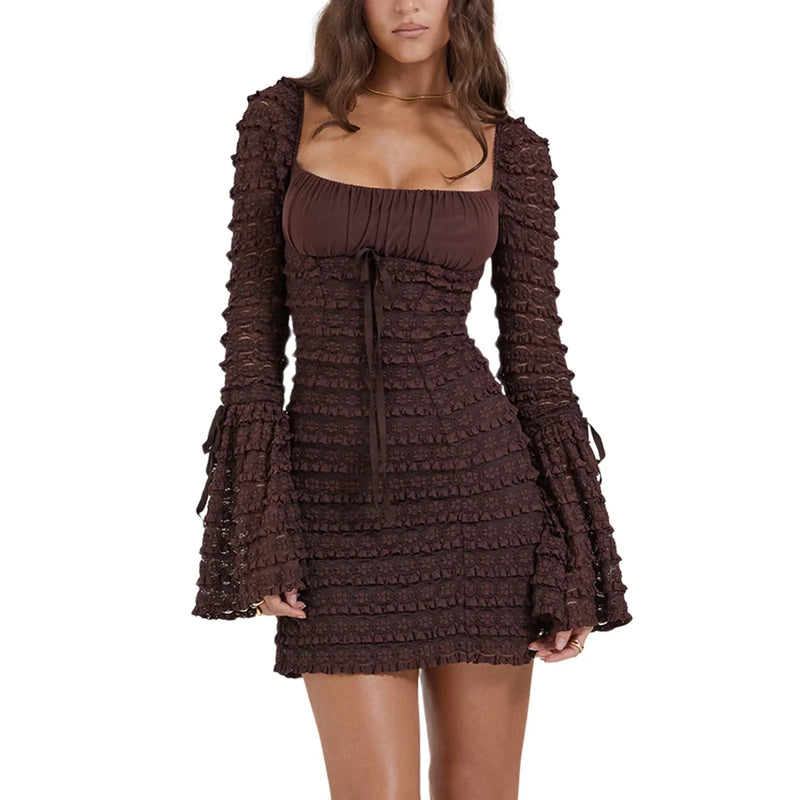 Elegantes Heidi -Mehrlagiges Spitzen-Minikleid