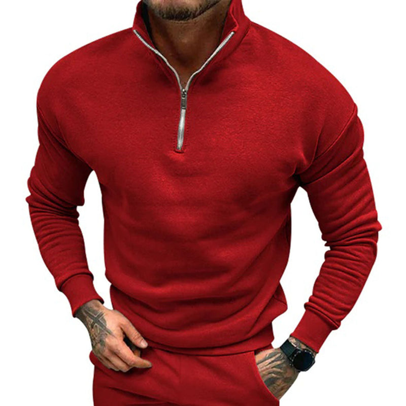 Bequemer Herrenpullover mit Halbreißverschluss