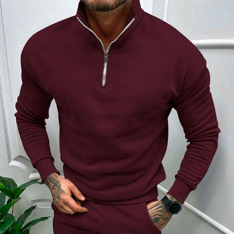 Bequemer Herrenpullover mit Halbreißverschluss
