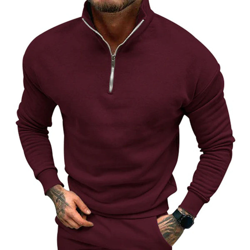 Bequemer Herrenpullover mit Halbreißverschluss
