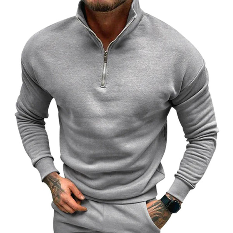 Bequemer Herrenpullover mit Halbreißverschluss