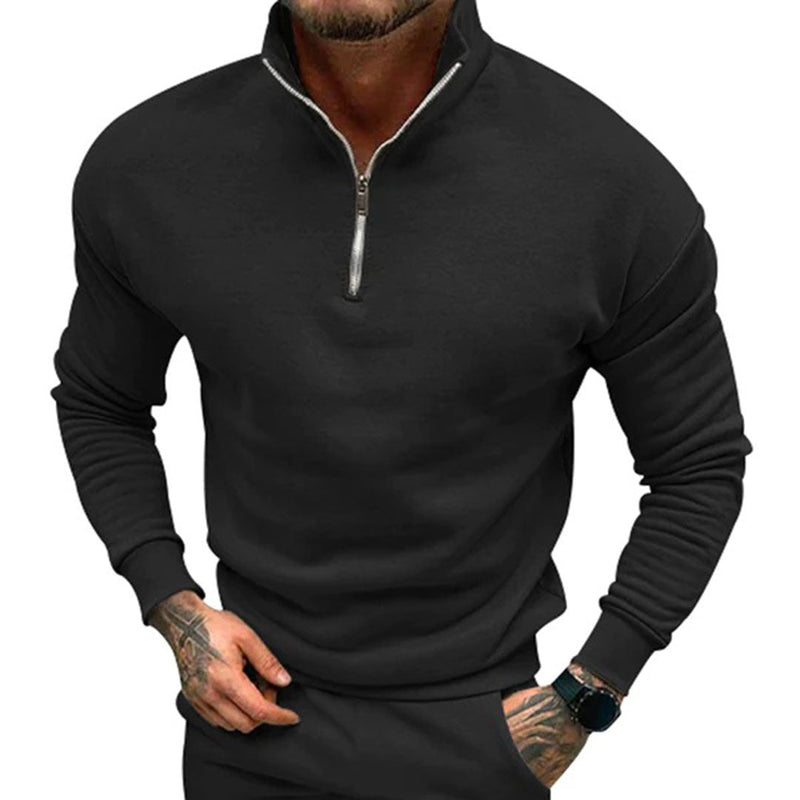 Bequemer Herrenpullover mit Halbreißverschluss