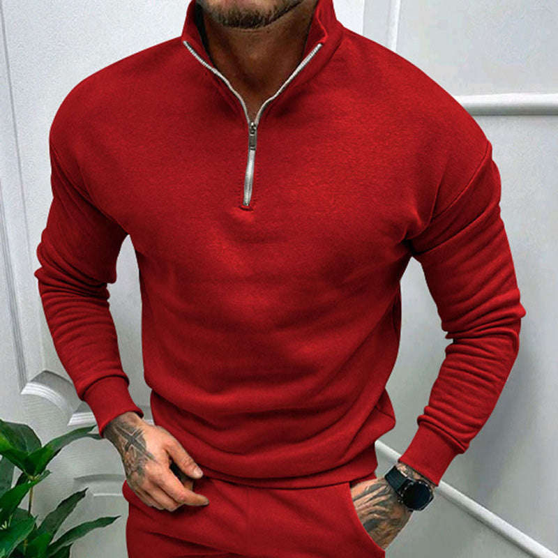 Bequemer Herrenpullover mit Halbreißverschluss