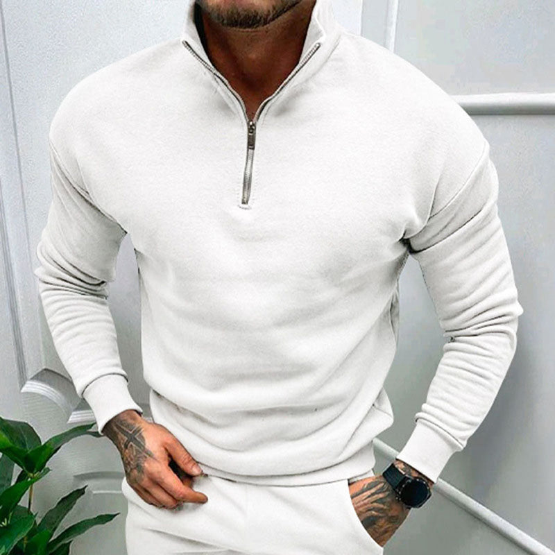 Bequemer Herrenpullover mit Halbreißverschluss