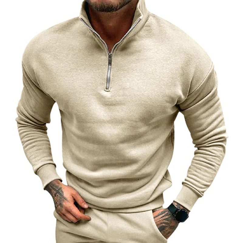 Bequemer Herrenpullover mit Halbreißverschluss