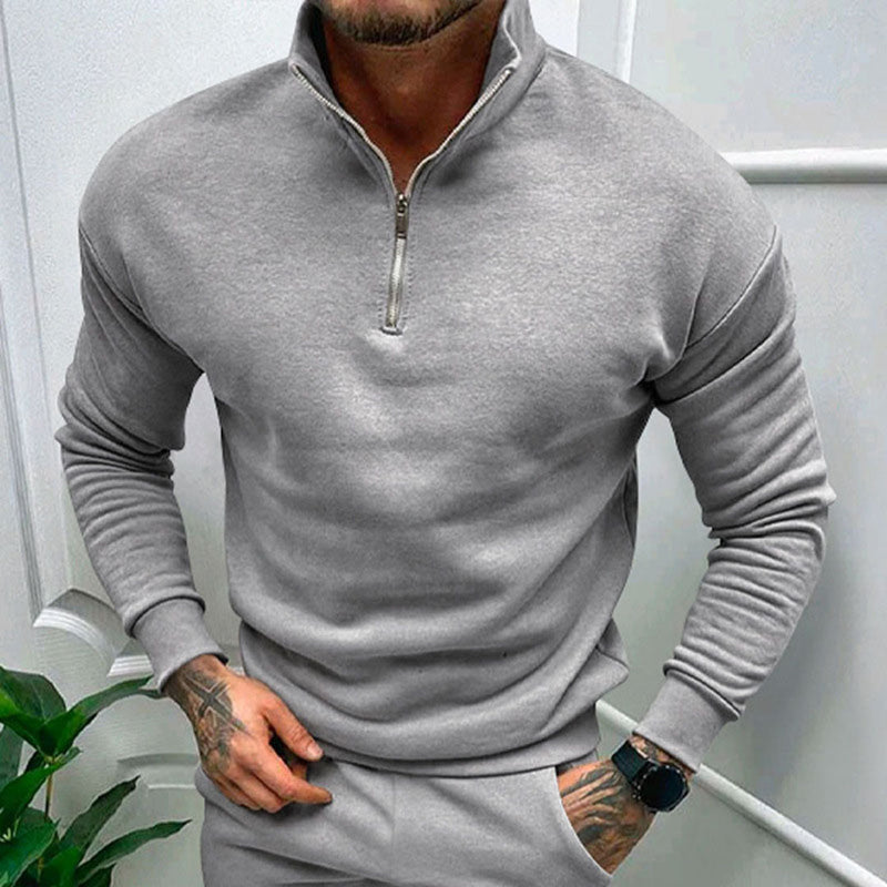 Bequemer Herrenpullover mit Halbreißverschluss