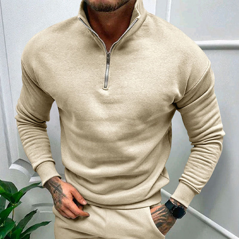 Bequemer Herrenpullover mit Halbreißverschluss