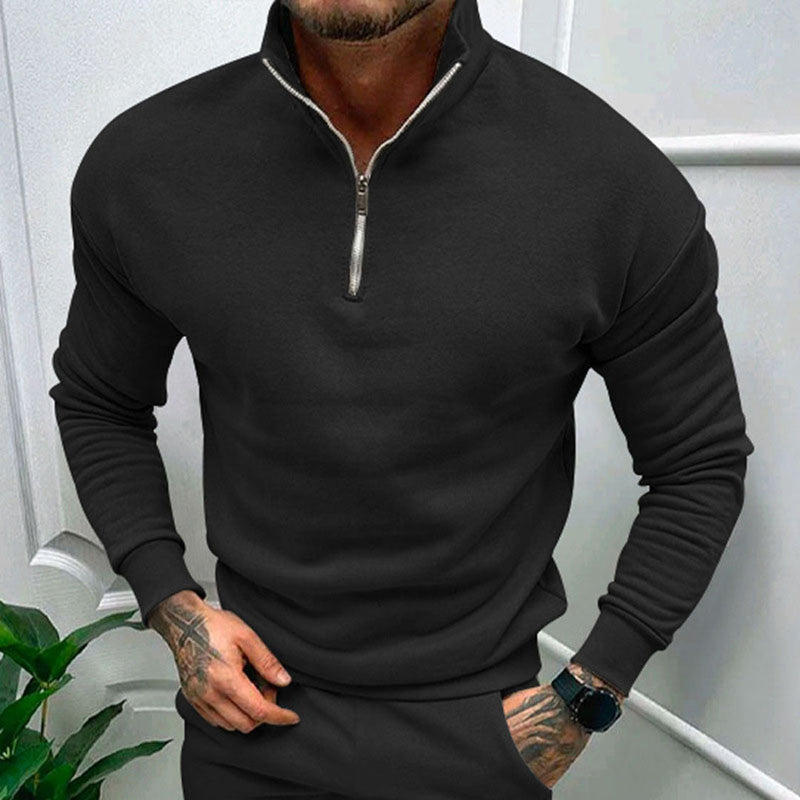Bequemer Herrenpullover mit Halbreißverschluss