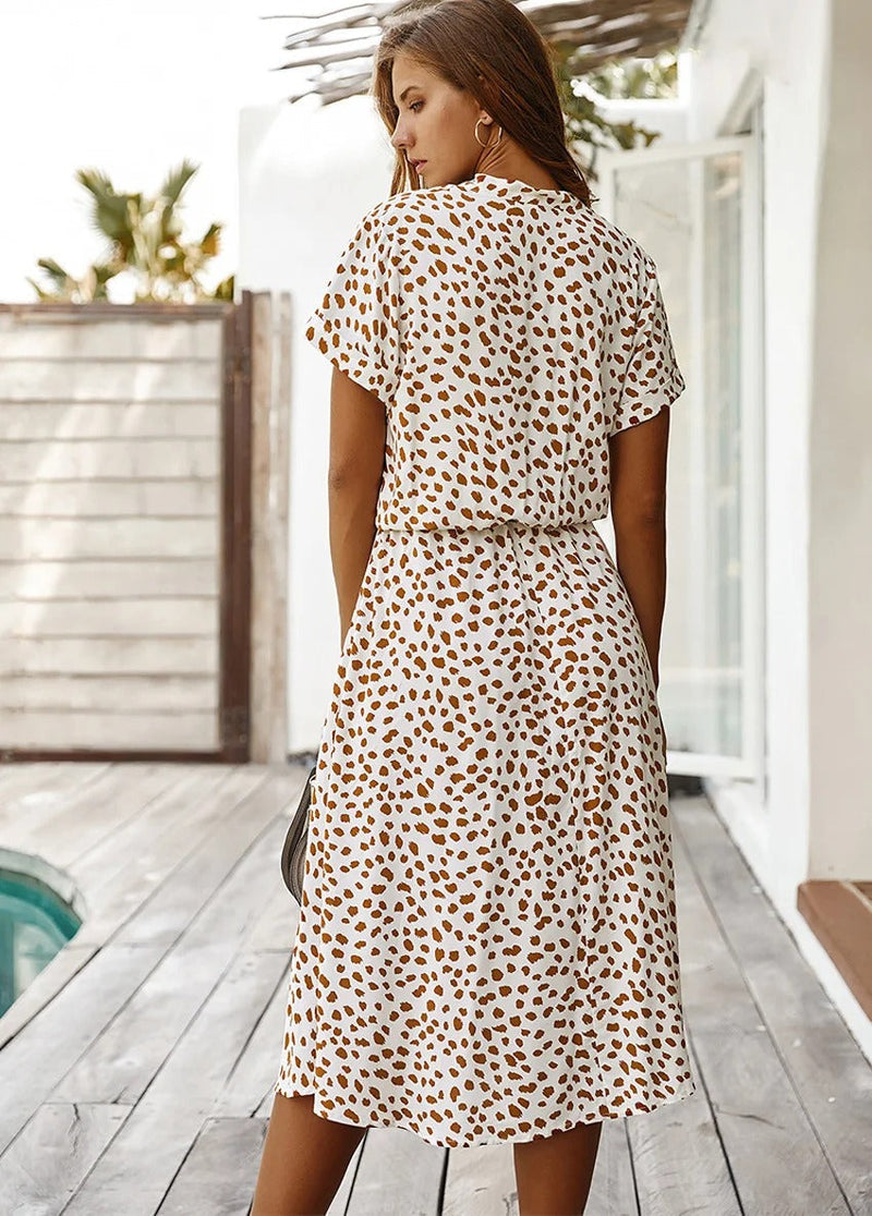 Bequemes Casual Kleid | Gepunktetes kurzärmeliges Sommerkleid für dich