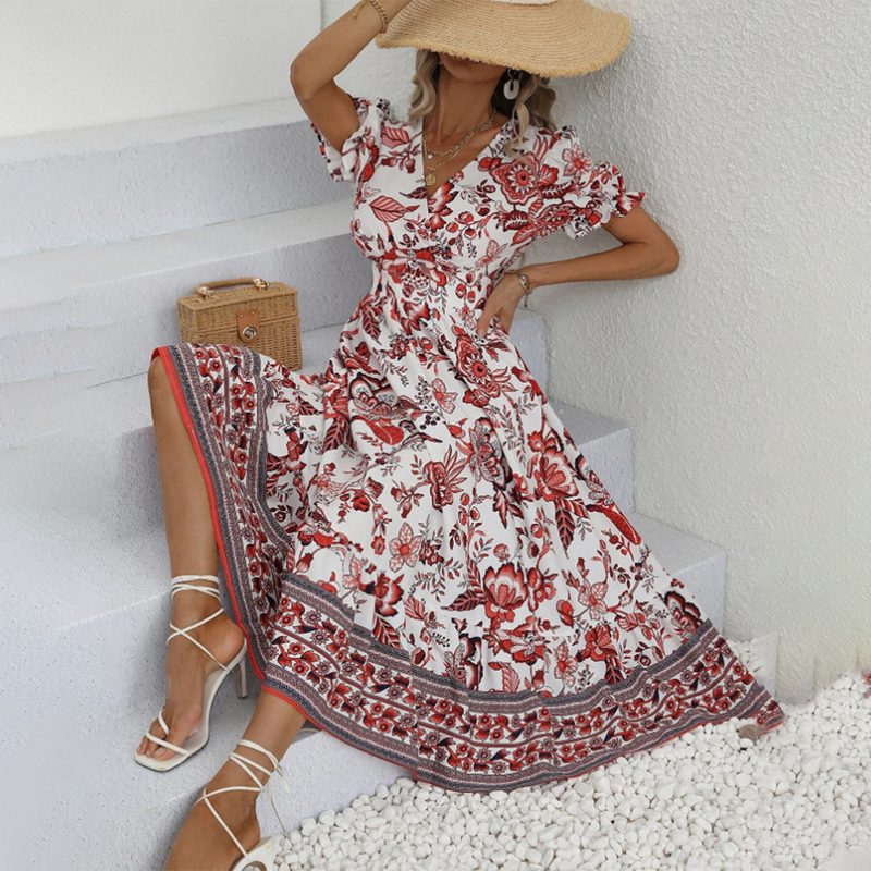 Elegantes Blumenmuster Kleid für stilvolle Anlässe