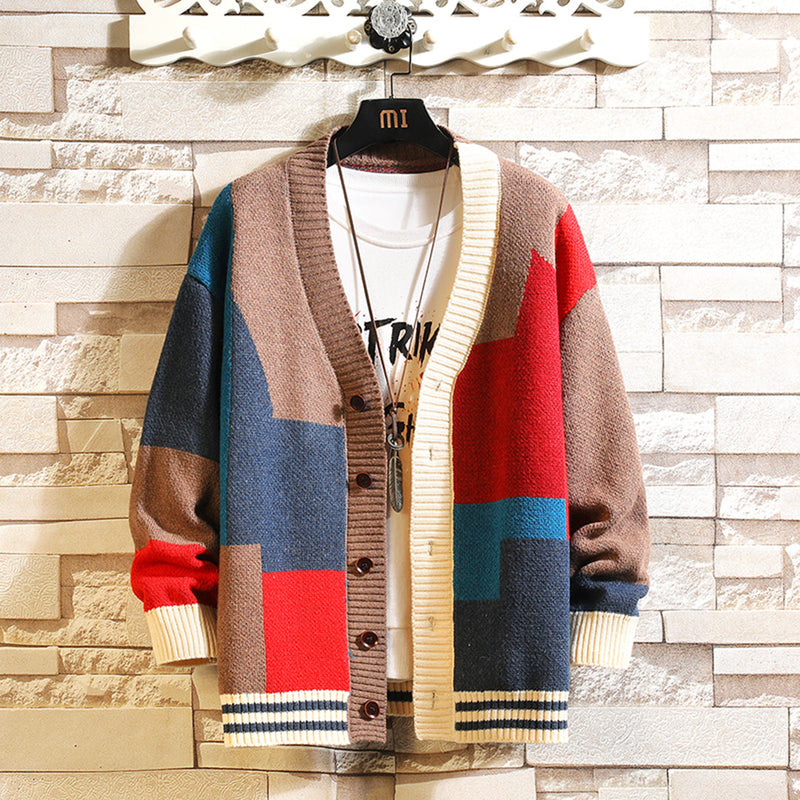 Bunte, bequeme Strickjacke für Herren