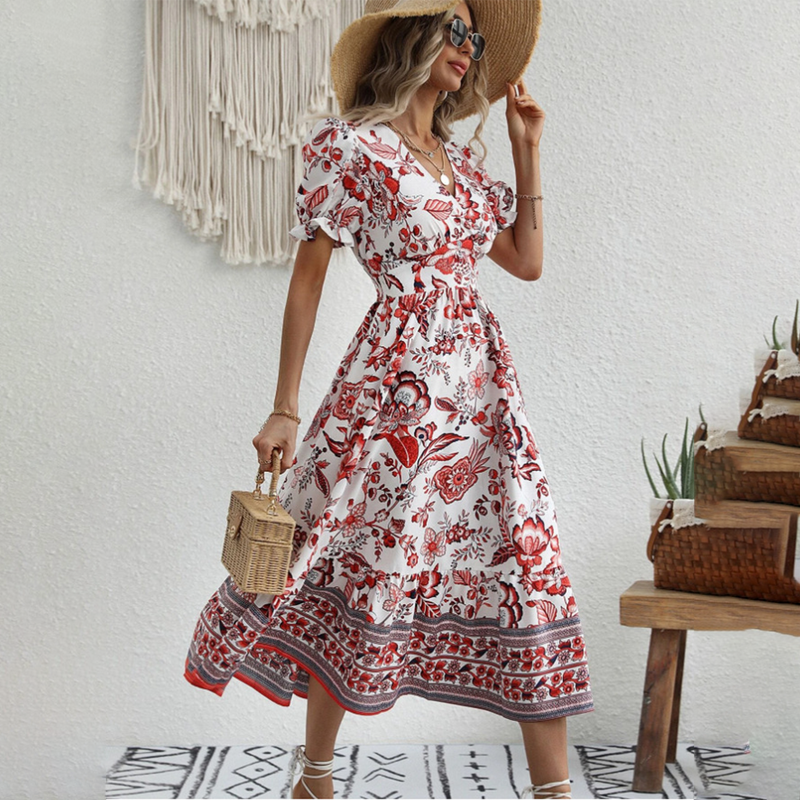 Elegantes Blumenmuster Kleid für stilvolle Anlässe