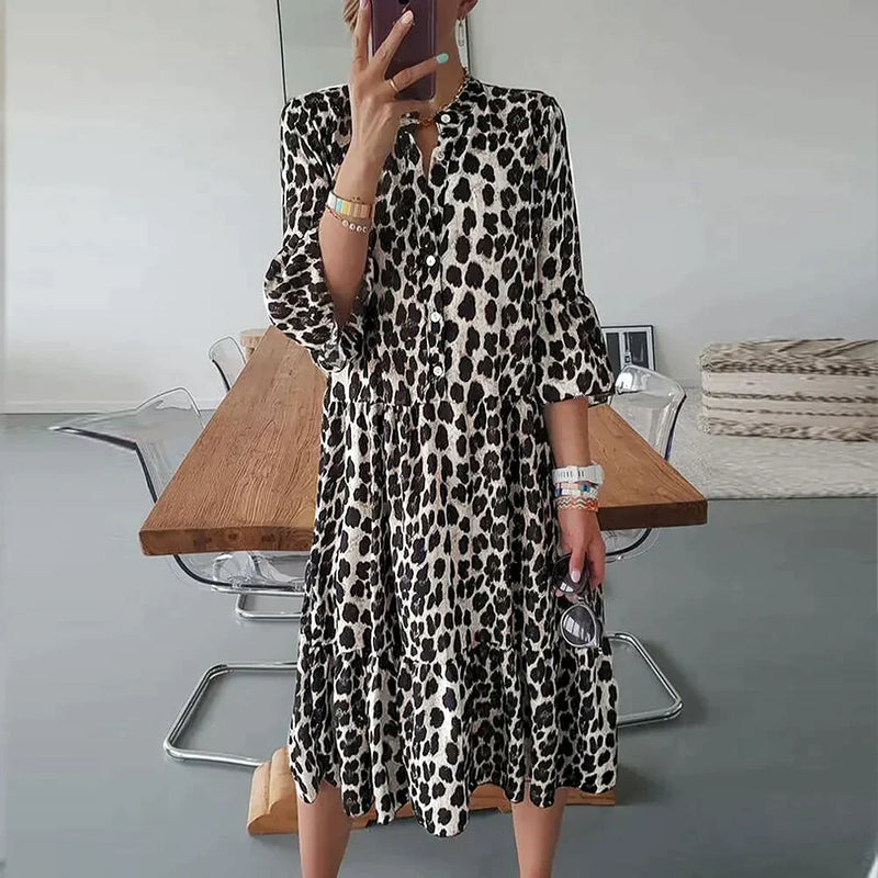 Elegantes Heidi Baumwollkleid mit Leopardenmuster