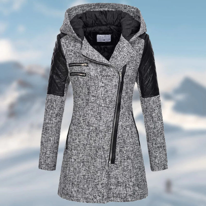 Warmer, eleganter Wintermantel mit Kapuze