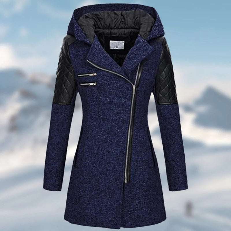 Warmer, eleganter Wintermantel mit Kapuze