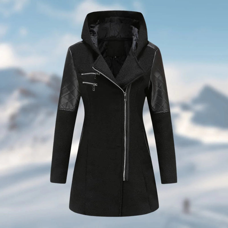 Warmer, eleganter Wintermantel mit Kapuze