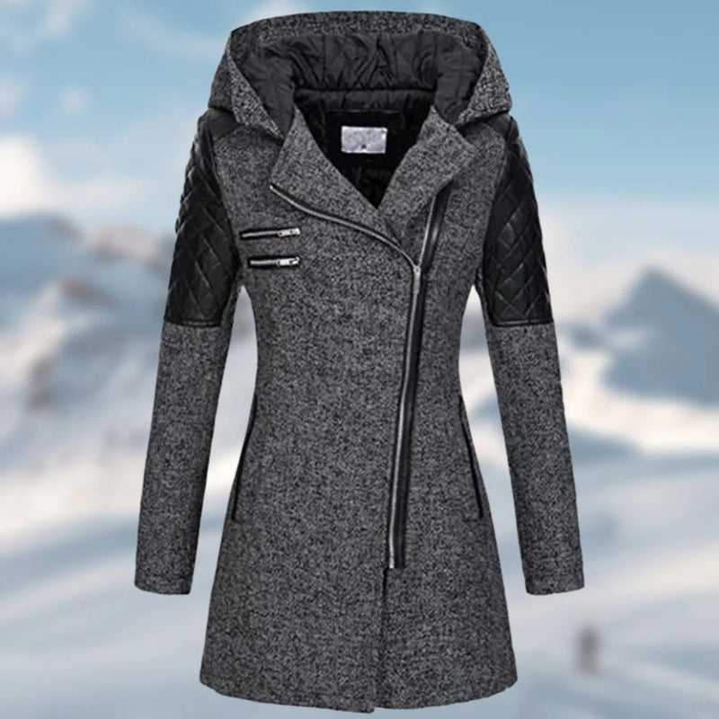 Warmer, eleganter Wintermantel mit Kapuze