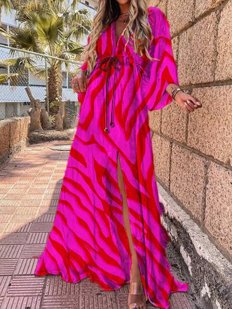 Elegantes Bedrucktes Beach Cover Up Kleid