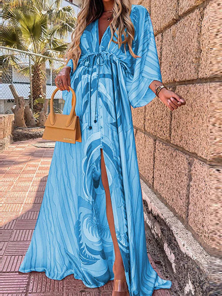Elegantes Bedrucktes Beach Cover Up Kleid