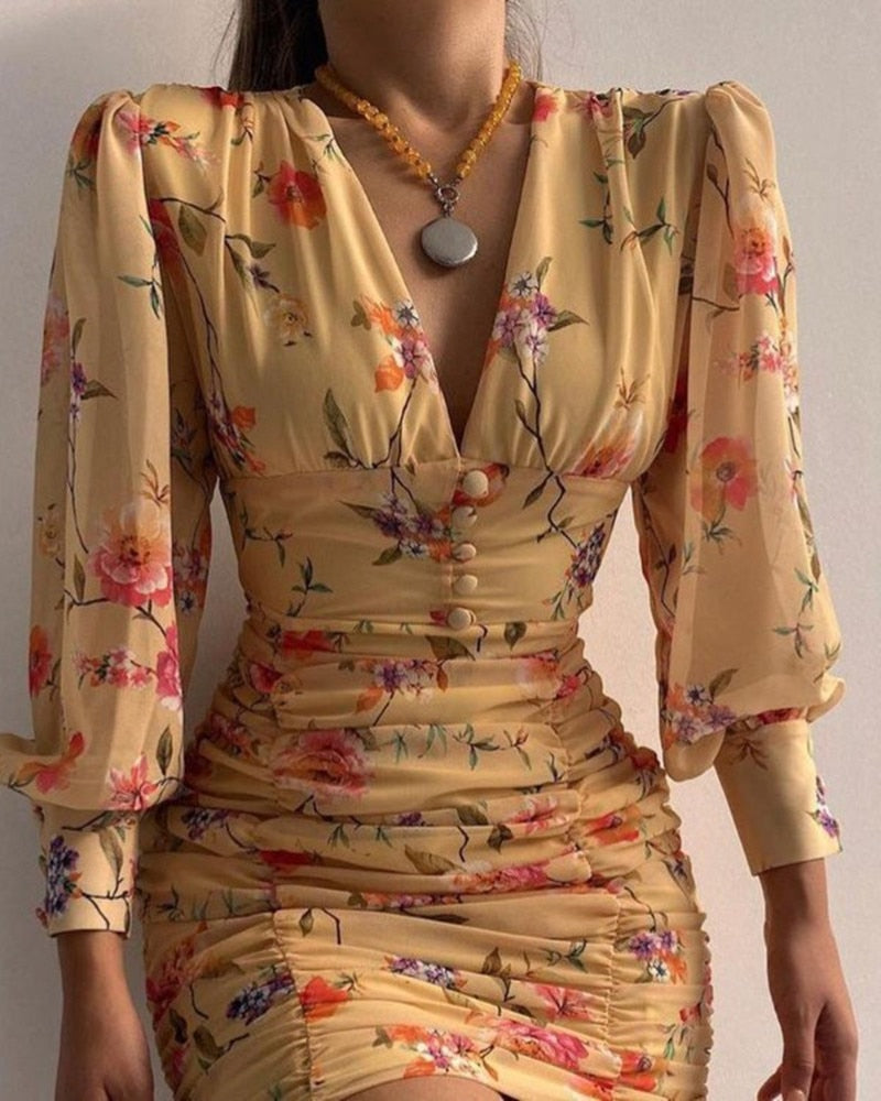 Elegantes Heidi -Bedrucktes Mini Kleid für dich