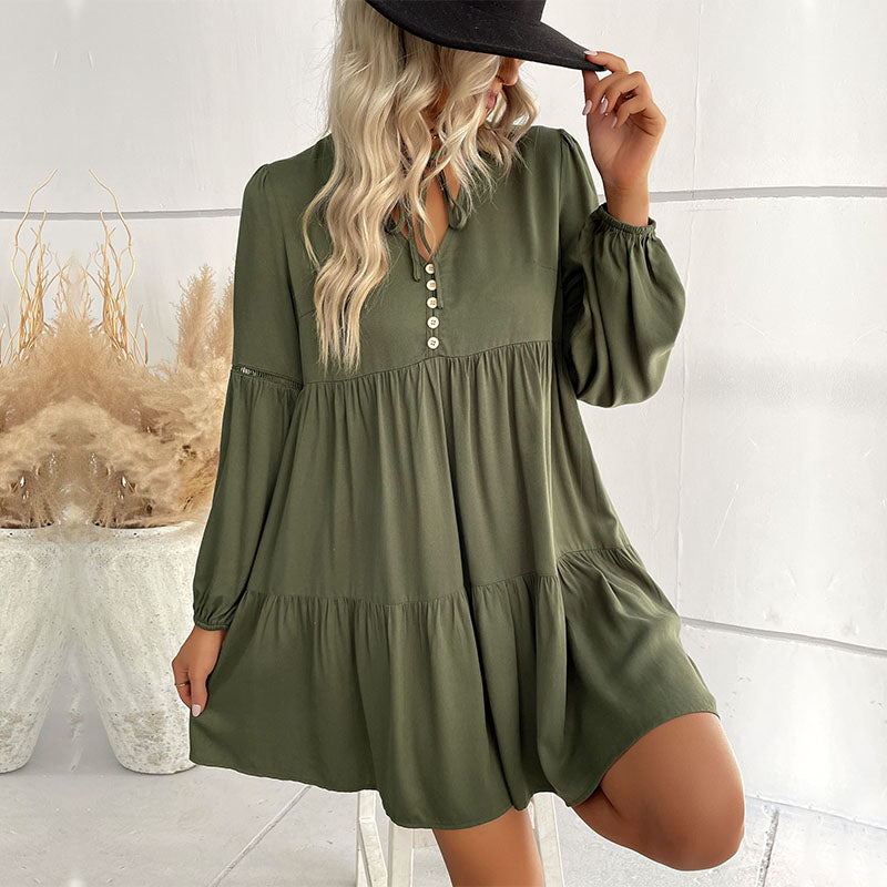Bequemes - Kleid mit ausgestelltem Schnitt und Rüschen für dich