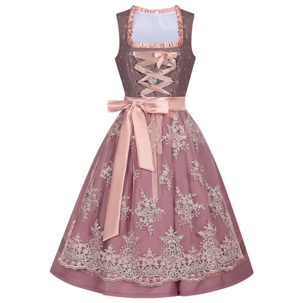 Traditionelles Damen Midi Dirndl in Rosa | Oktoberfest