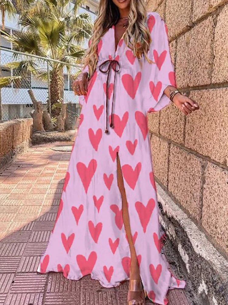 Elegantes Bedrucktes Beach Cover Up Kleid