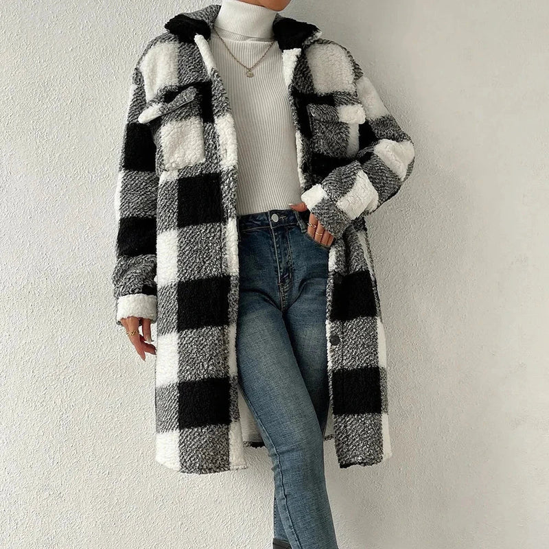 Damen Blazer Kariert | Stilvoll & Zeitlos | Klassischer Schnitt | Fester Gewebestoff