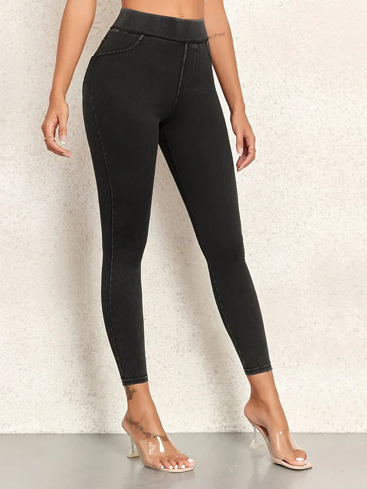 Damen-Skinny-Jeggings mit hoher Taille