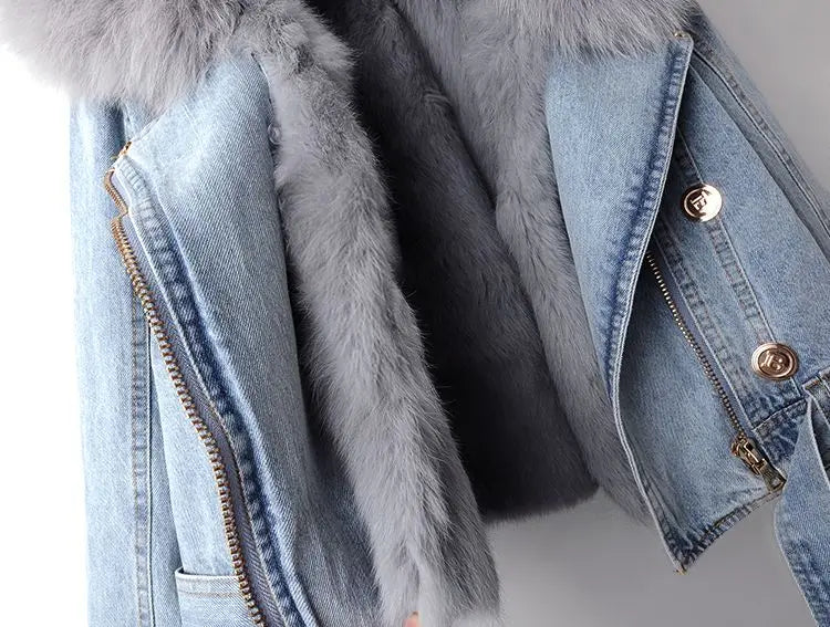 Eliza - Elegante Jeansjacke mit Kunstfell