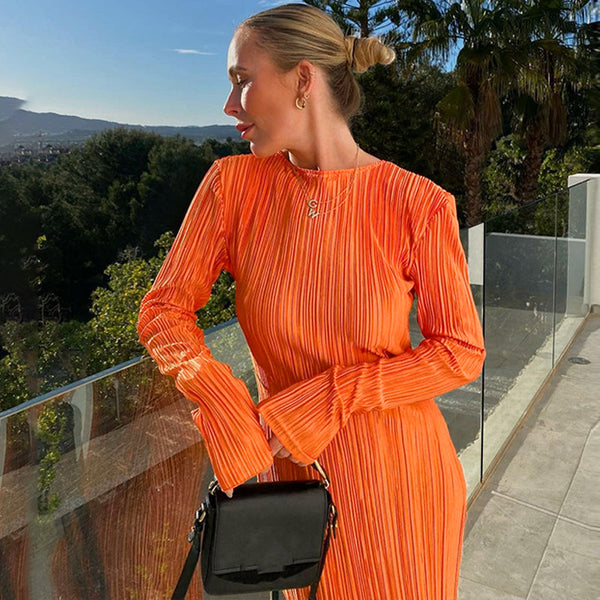 Enganpassendes Midi-Kleid mit langen Ärmeln für Frauen
