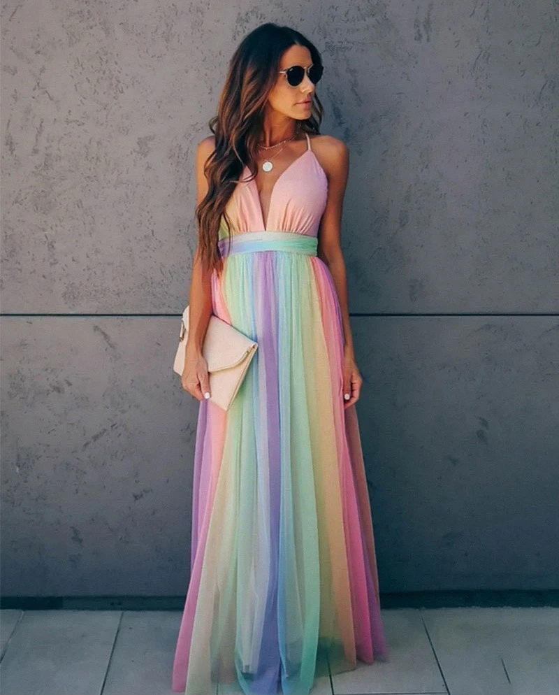 Leichtes | Lebhaftes Regenbogenkleid für einen auffälligen Stil für dich