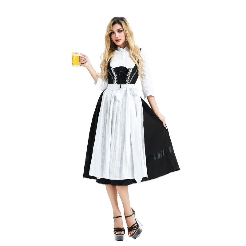 Traditionelles Dirndl Kleid für Damen | Schwarz und Weiß