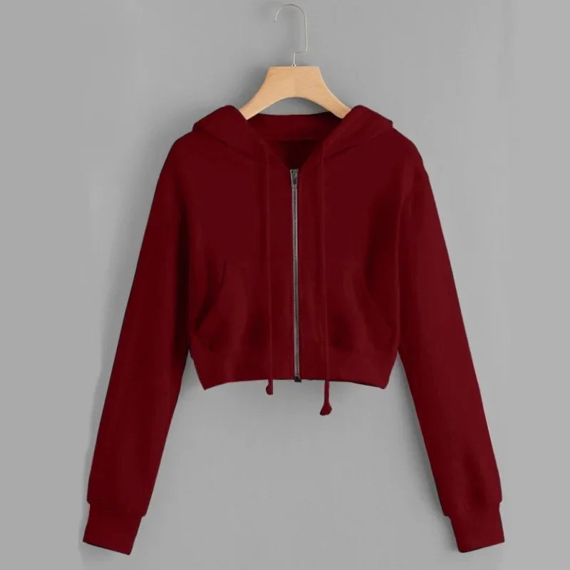Kurzes, warmes und kuscheliges Winter Kapuzen-Sweatshirt