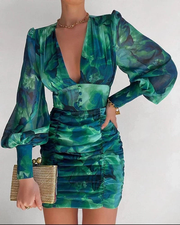 Elegantes Heidi -Bedrucktes Mini Kleid für dich