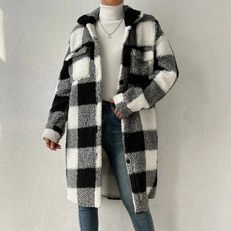 Damen Blazer Kariert | Stilvoll & Zeitlos | Klassischer Schnitt | Fester Gewebestoff