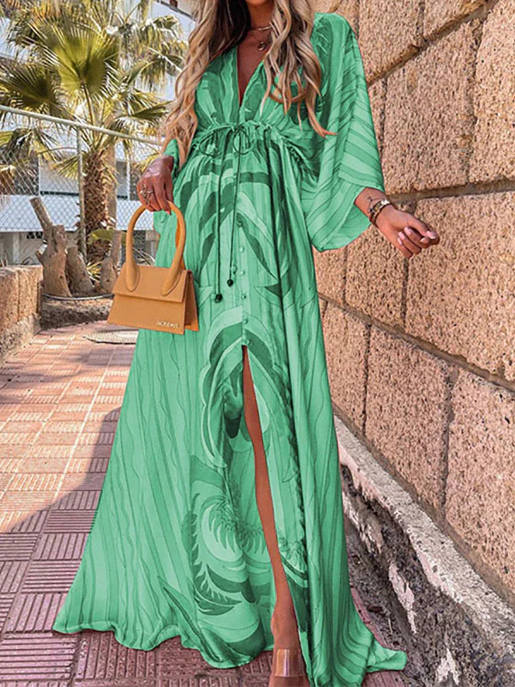 Elegantes Bedrucktes Beach Cover Up Kleid