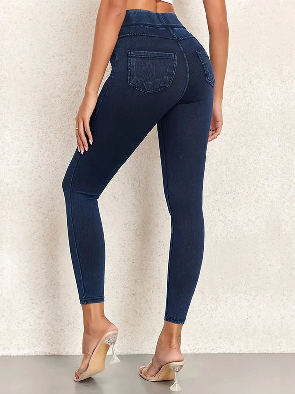 Damen-Skinny-Jeggings mit hoher Taille