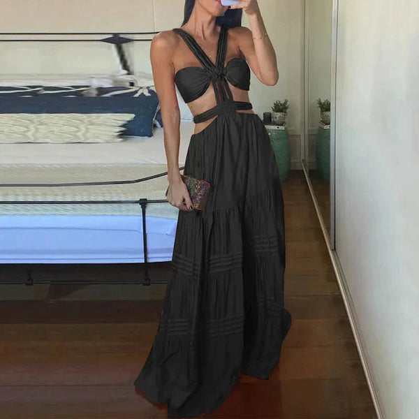 Elegantes Schwarzes Ärmelloses Kleid für Sommer