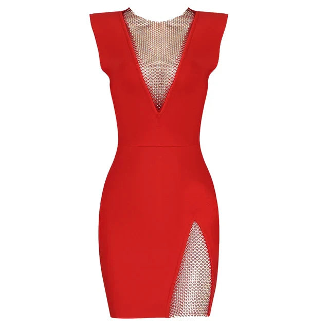 Elegantes Heidi -Diamanten Mini Kleid für Damen