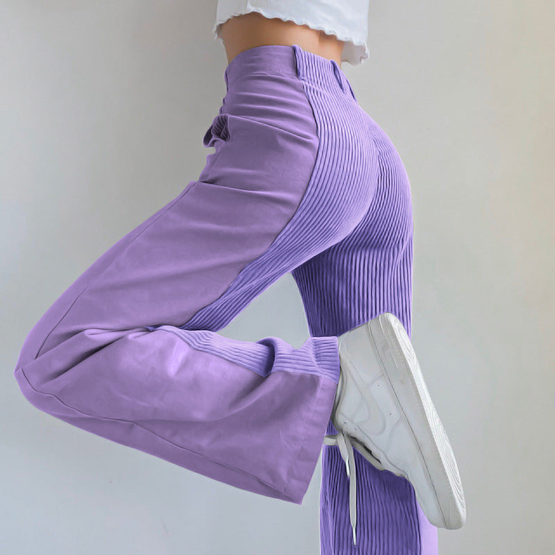 Trendige, hoch taillierte Damen-Cordhose mit weitem Bein