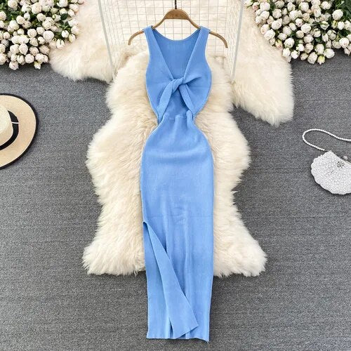 Halb-langes Kleid mit Schlitzen für Frauen