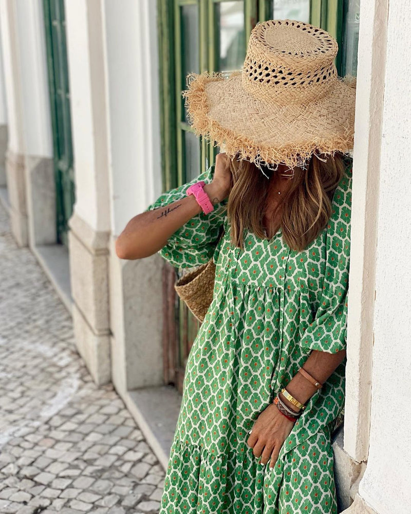 Elegantes Violaâ - Langes Bohemian-Kleid für den Sommer